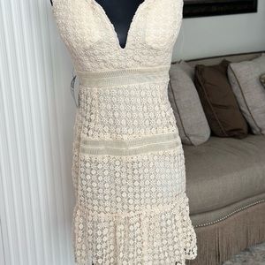 Crochet cream color strapless Rare London Dress.